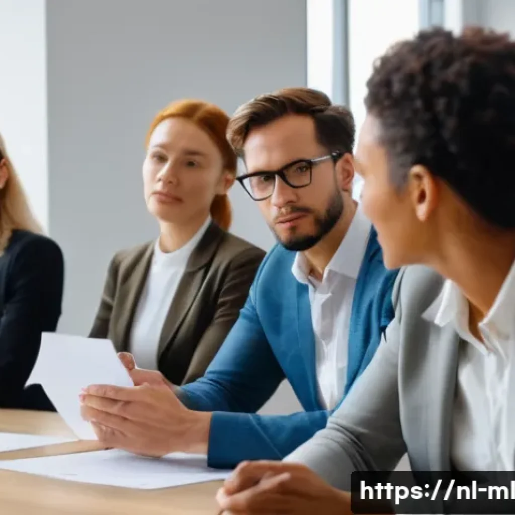 언어적 편향이 사회에 미치는 영향 - A diverse group of Dutch professionals in a modern office setting, engaged in an inclusive workshop ...