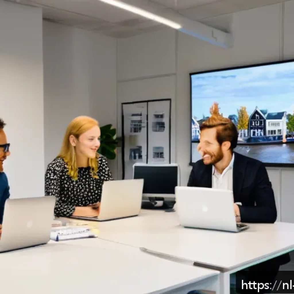 언어적 편향을 줄이기 위한 커뮤니케이션 전략 - A diverse group of Dutch professionals engaged in a lively, inclusive meeting in a modern office set...